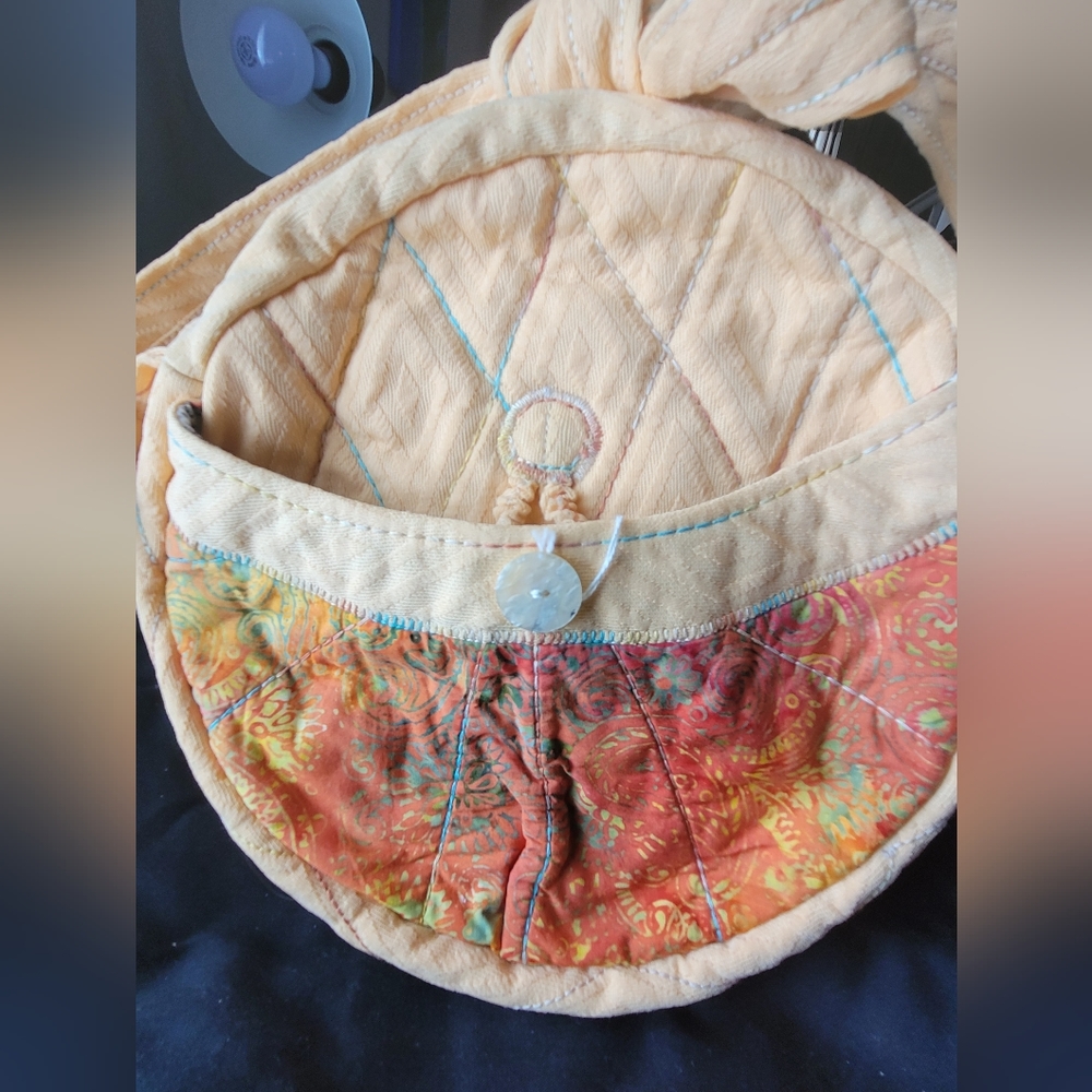 Handcrafted Orange Circle Purse, with Mini Bags